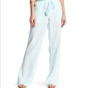 Calypso St. Barth Turquoise Linen Pants